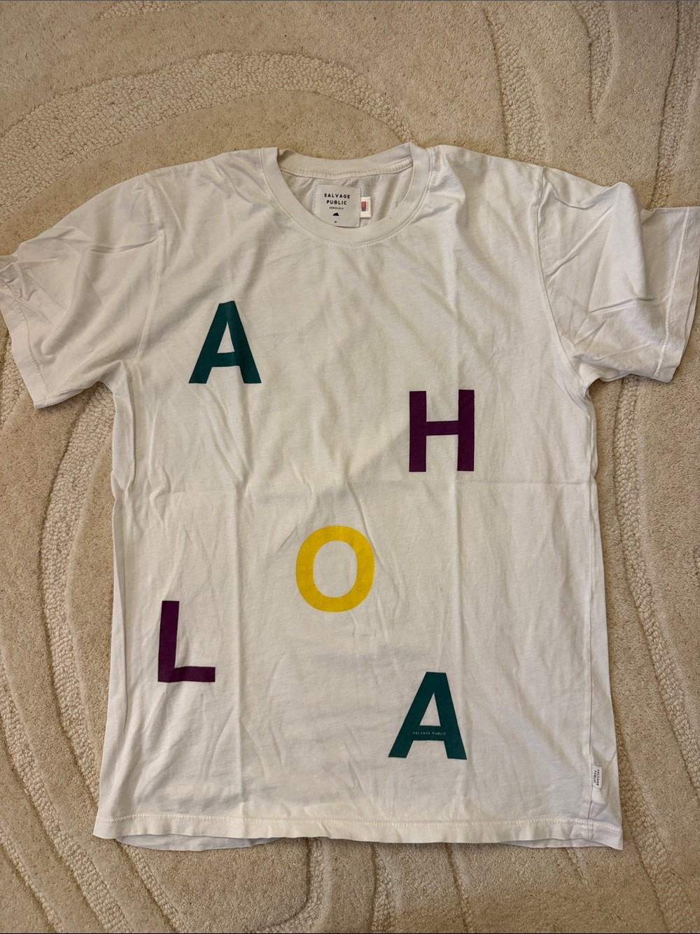 Salvage Public Hawai’i White “ALOHA” t-shirt Men Medium Made in USA